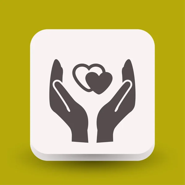 Pictograph of heart in hand concept icon — Stock Vector