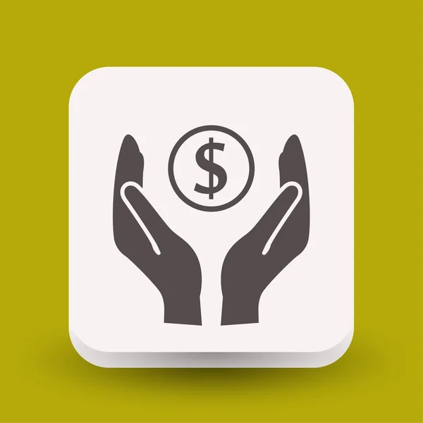 Pictograph geld in het handje concept — Stockvector