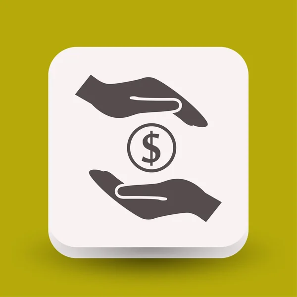 Εικονόγραμμα χρήματα στο χέρι εικονίδιο έννοια — Διανυσματικό Αρχείο