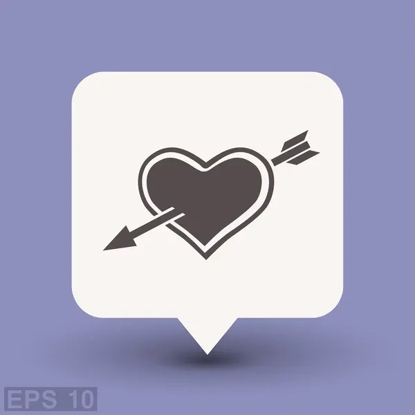 Pictograma de coração com ícone de conceito de seta — Vetor de Stock