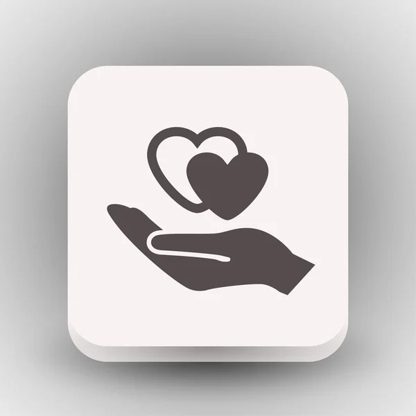 Εικονόγραμμα της καρδιάς στο χέρι εικονίδιο έννοια — Διανυσματικό Αρχείο