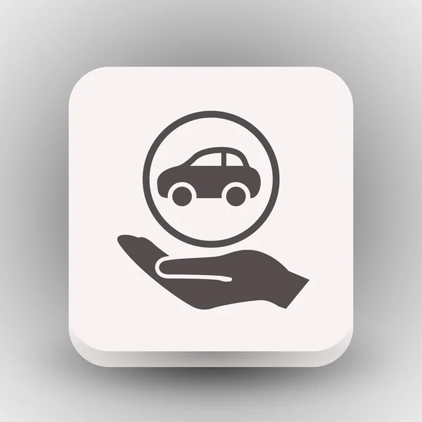 Pictogramme de la voiture dans la main icône concept — Image vectorielle