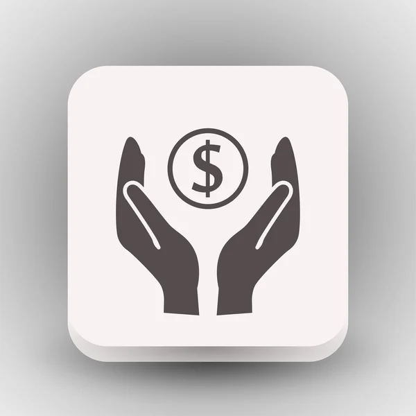 Pictografía del dinero en la mano icono concepto — Archivo Imágenes Vectoriales