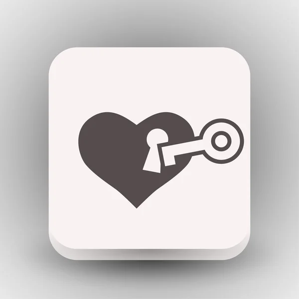 Pictograph of heart with key concept icon — Stock Vector