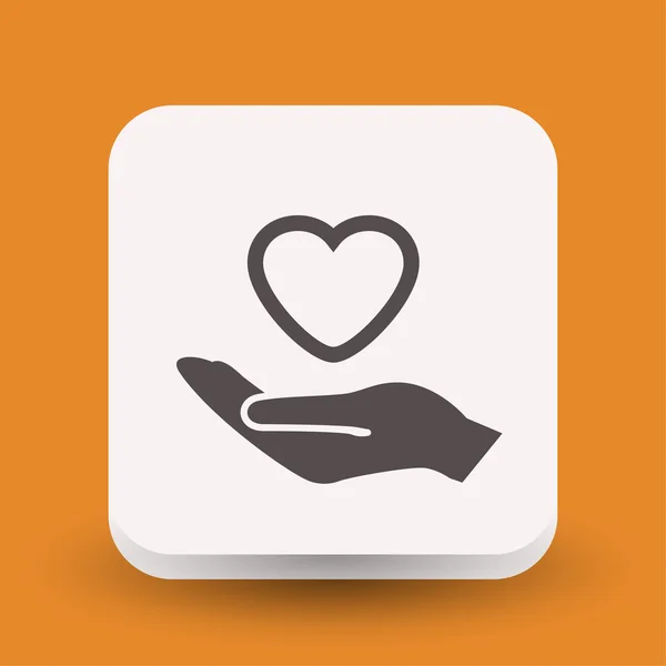 Pictograph of heart in hand concept icon — Stock Vector