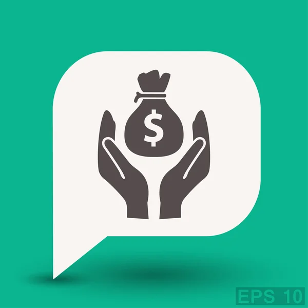 Pictograma de dinheiro na mão ícone conceito —  Vetores de Stock