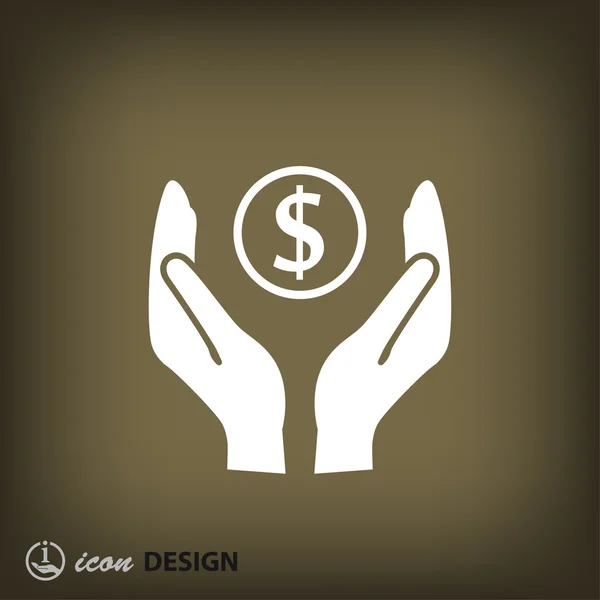 Pictografía del dinero en la mano icono concepto — Vector de stock