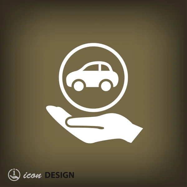 Pictograph of car in hand concept icon — Stock Vector