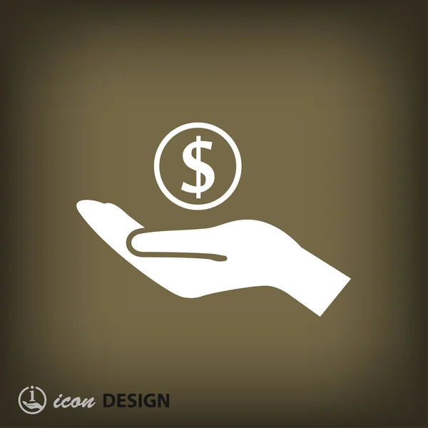 Pictogramme de l'argent dans la main icône concept — Image vectorielle