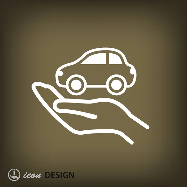 Pictografía de coche en la mano icono de concepto — Vector de stock