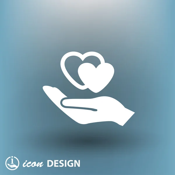 Pictograph of heart in hand concept icon — Stock Vector