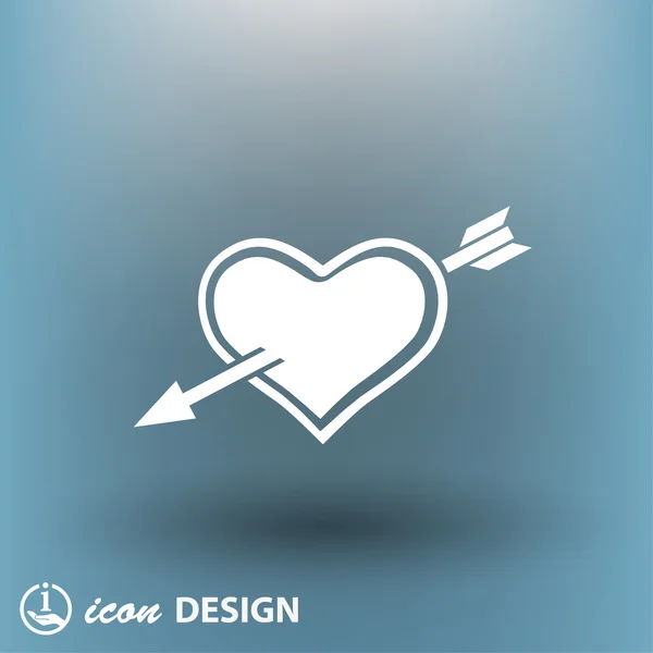 Pictografía de corazón con icono de concepto de flecha — Vector de stock