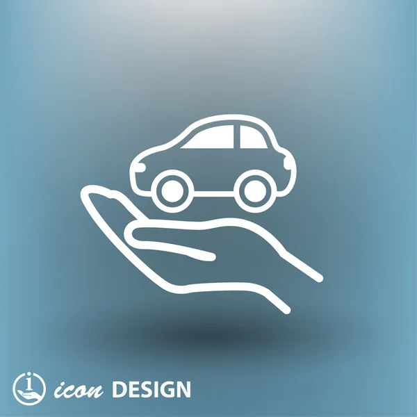 Pictograph of car in hand concept icon — Stock Vector