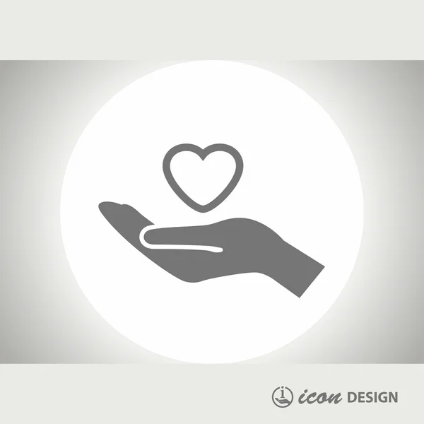 Pictograph of heart in hand concept icon — Stock Vector