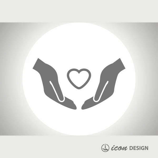 Pictograph of heart in hand concept icon — Stock Vector