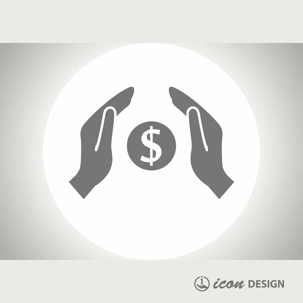 Piktogram pieniędzy w ikona koncepcja dłoni — Wektor stockowy