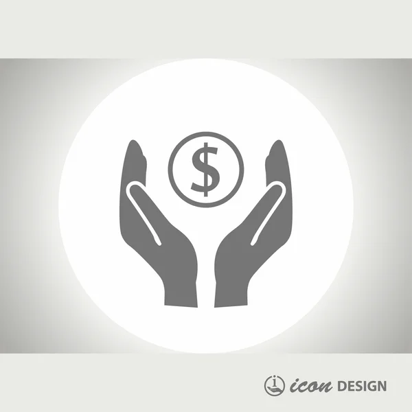 Pictograph of money in hand concept icon — Stock Vector