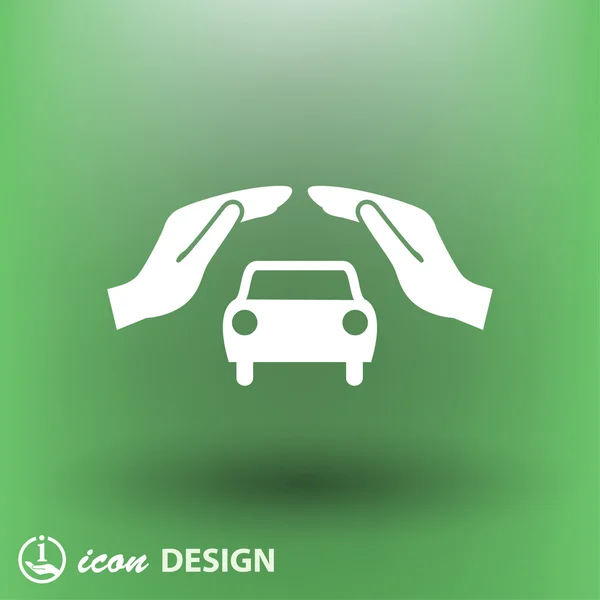 Pictografía de coche en la mano icono de concepto — Vector de stock