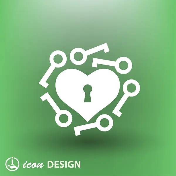 Pictografía del corazón con el icono clave del concepto — Archivo Imágenes Vectoriales