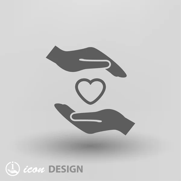 Pictograph of heart in hand concept icon — Stock Vector