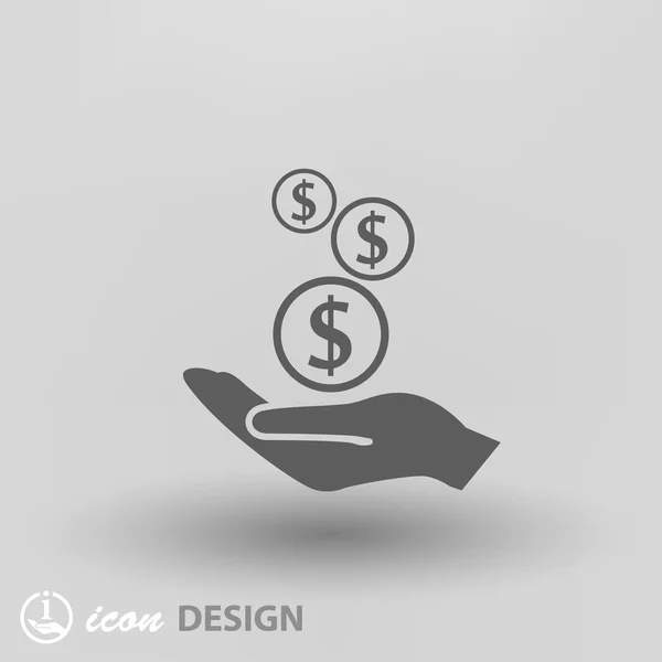 Pictografía del dinero en la mano icono concepto — Vector de stock