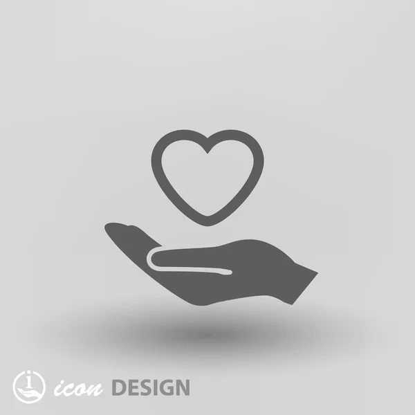 Piktogramm des Herzens in der Hand Konzeptsymbol — Stockvektor