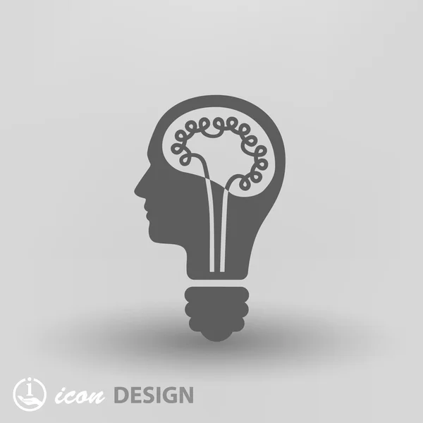 Pictograma de lâmpada e ícone de conceito de cabeça — Vetor de Stock