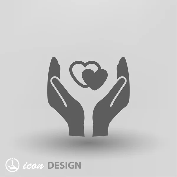 Pictograph of heart in hand concept icon — Stock Vector