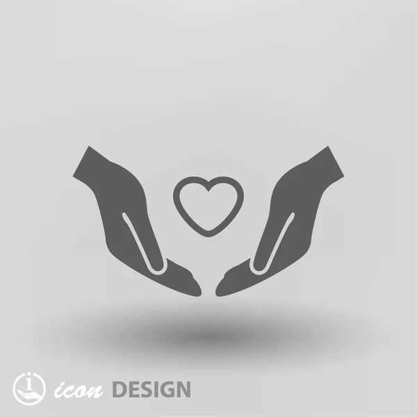 Pictograph of heart in hand concept icon — Stock Vector