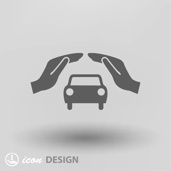 Pictografía de coche en la mano icono de concepto — Vector de stock