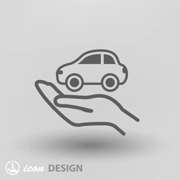 Pictografía de coche en la mano icono de concepto — Vector de stock