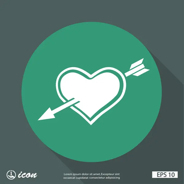 Pittogramma del cuore con l'icona del concetto di freccia — Vettoriale Stock