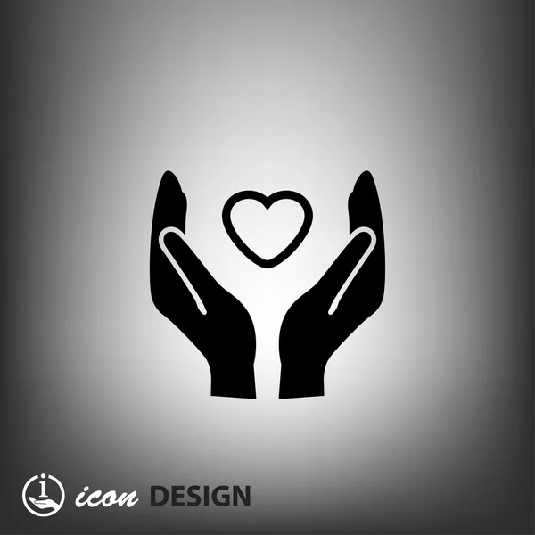 Pictograph of heart in hand concept icon — Stock Vector