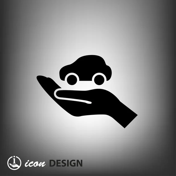 Pictograph of car in hand concept icon — Stock Vector