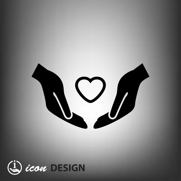 Pictograph of heart in hand concept icon — Stock Vector