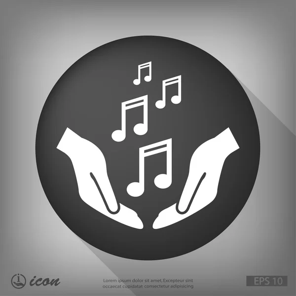 Pictograph of music  in hands — Stock Vector