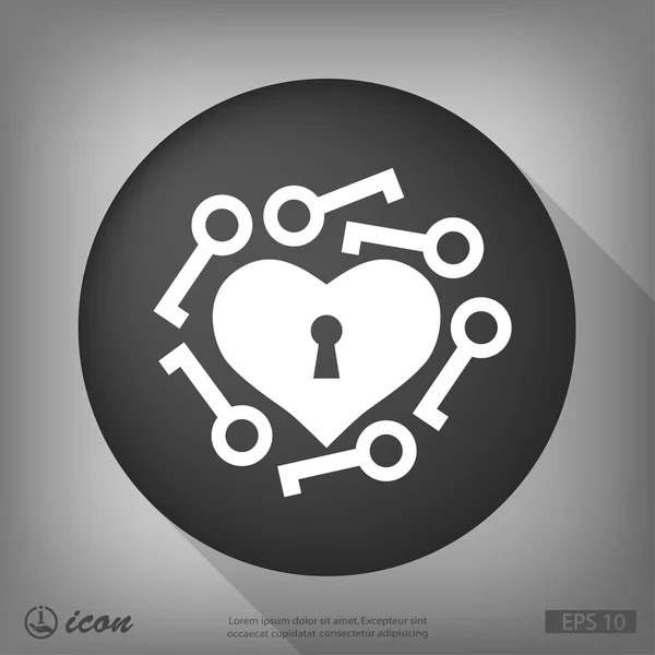 Abstract pictograph of heart with key — Stock Vector