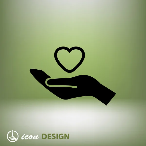 Pictografía del corazón en la mano — Vector de stock