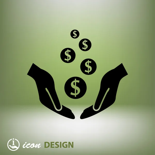 Pictograph of money in hand concept icon — Stock Vector