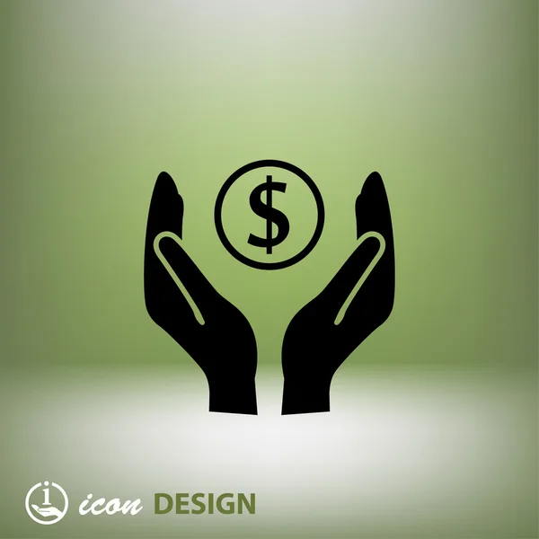 Pictograph of money in hand concept icon — Stock Vector