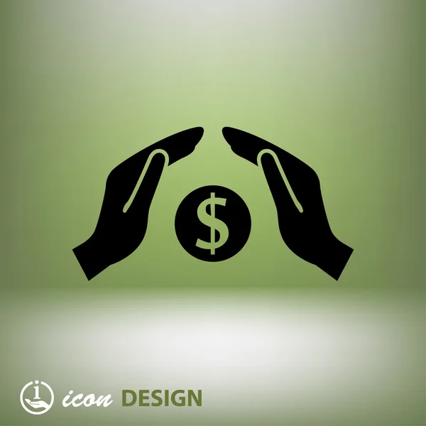 Pictograph of money in hand concept icon — Stock Vector