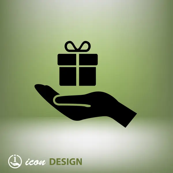 Pictogramme de cadeau en main — Image vectorielle