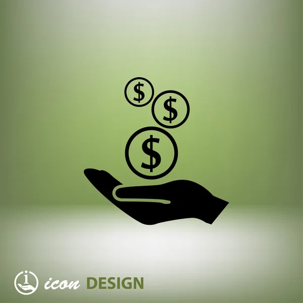 Pictograph of money in hand concept icon — Stock Vector