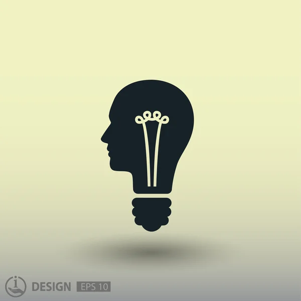 Pictograph of lightbulb and head concept icon — Stock Vector