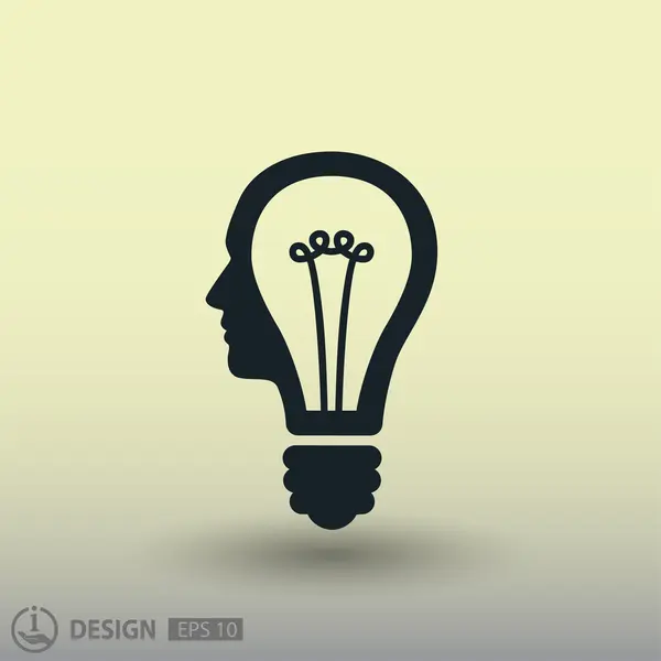 Pictograph of lightbulb and head concept icon — Stock Vector