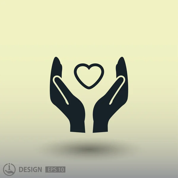 Pictogramme de coeur dans la main icône concept — Image vectorielle