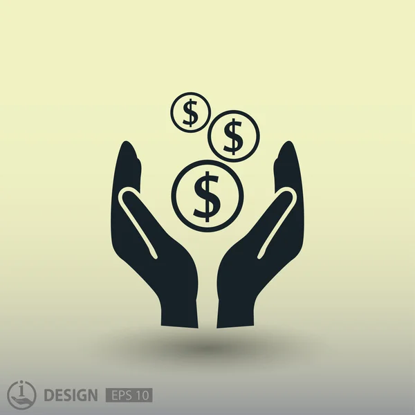 Pictografía del dinero en la mano icono concepto — Vector de stock