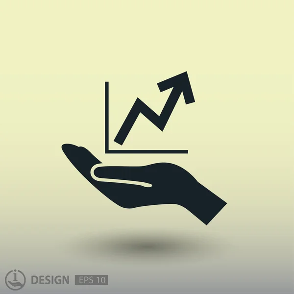 Pictograph voor graph in hand — Stockvector