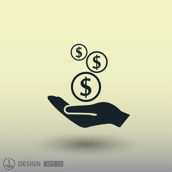 Pictografía del dinero en la mano icono concepto — Vector de stock