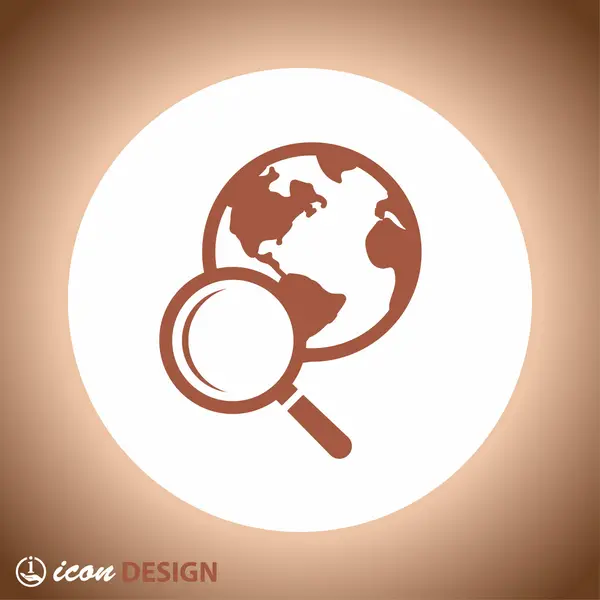Pictograph van zoeken met globe — Stockvector